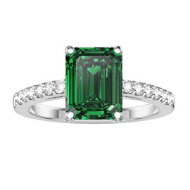 Princess 2ct Emerald Emerald Cut Diamond Pave Platinum