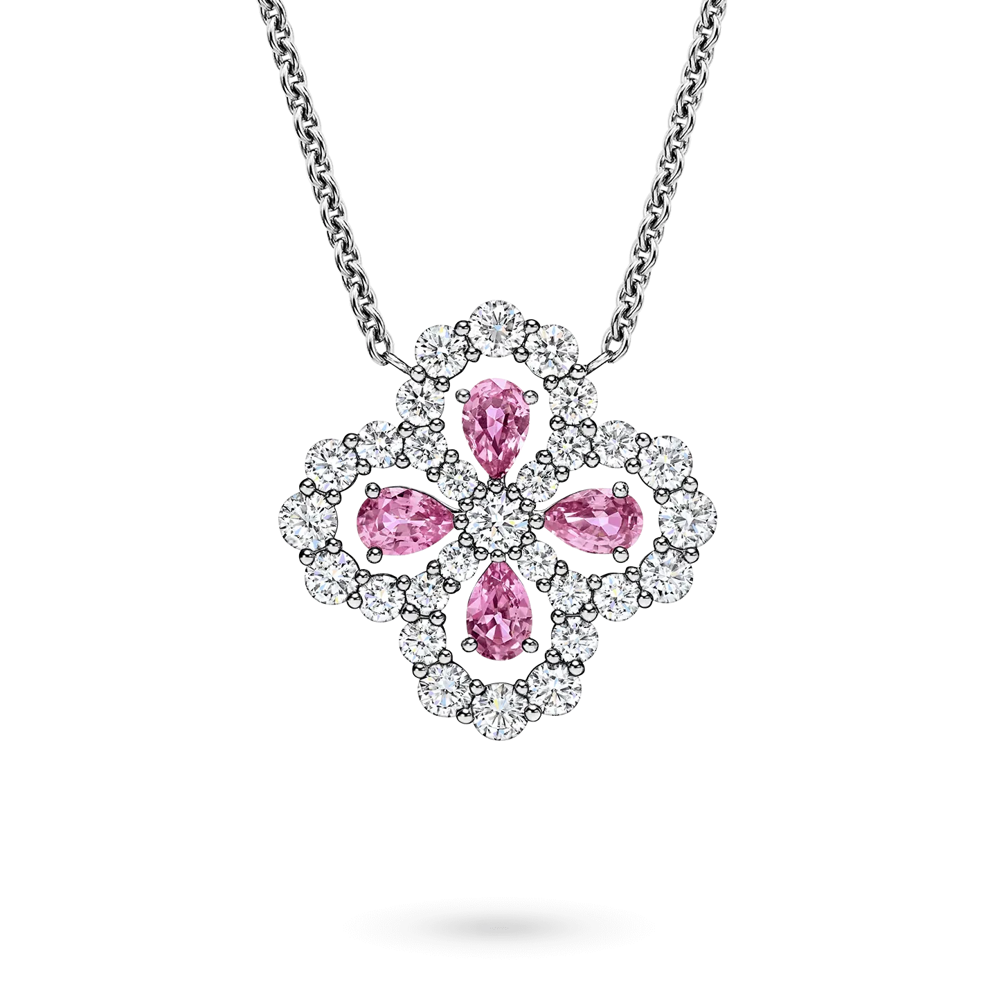 Diamond Loop Full Motif Pink Sapphire and Diamond Pendant