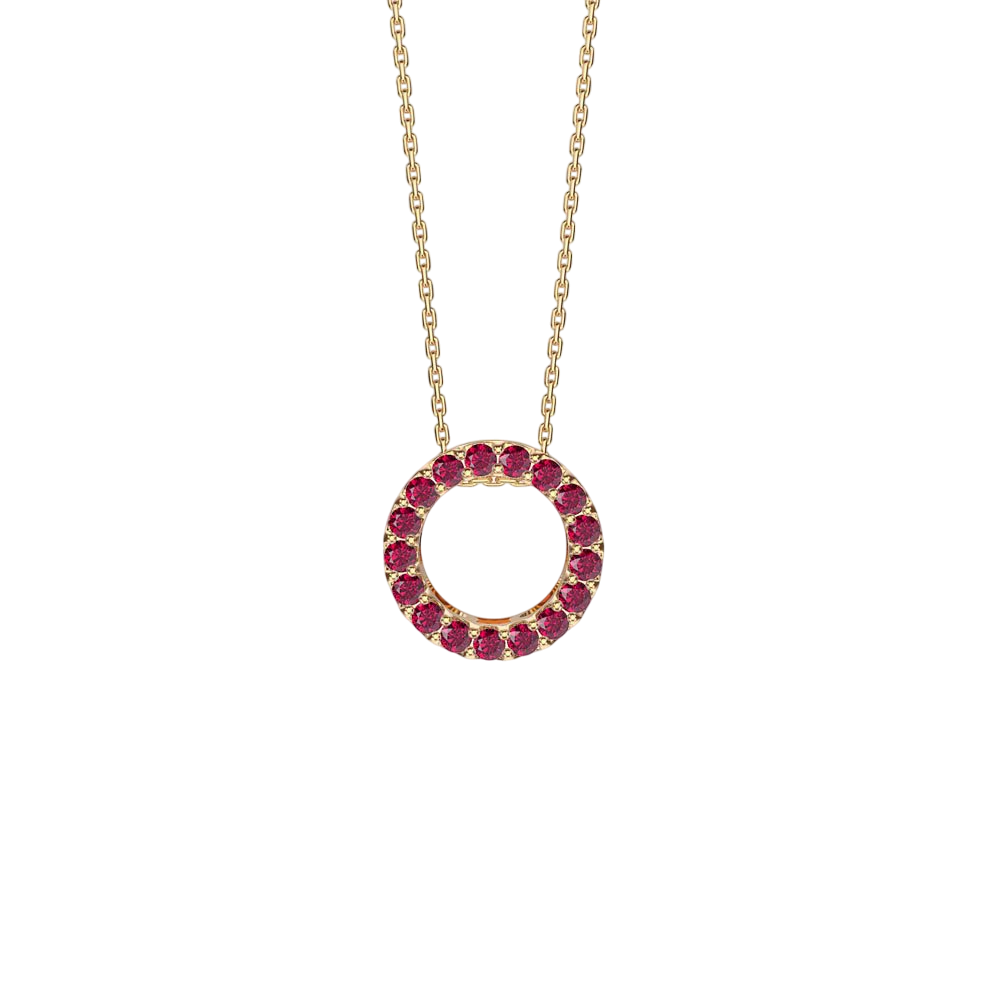 Infinity Circle Ruby Halo 18ct Gold Vermeil Pendant