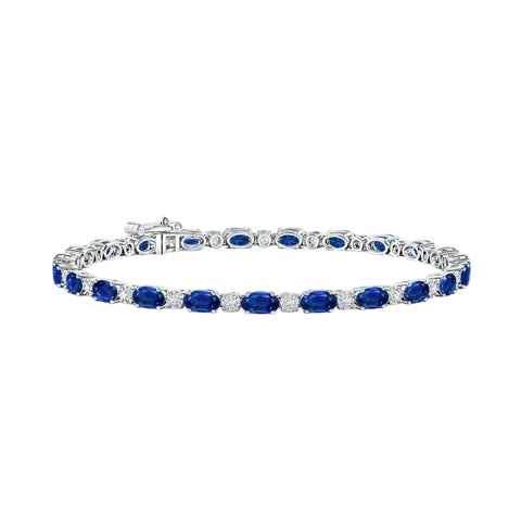 Oval Sapphire Tennis Bracelet with Gypsy Diamonds