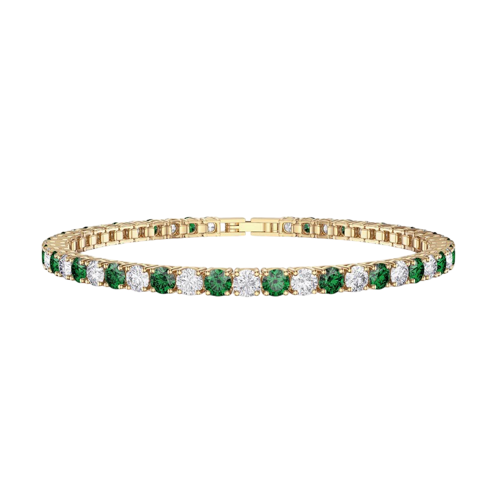 Eternity Emerald CZ 18ct Gold plated Silver Tennis Bracelet